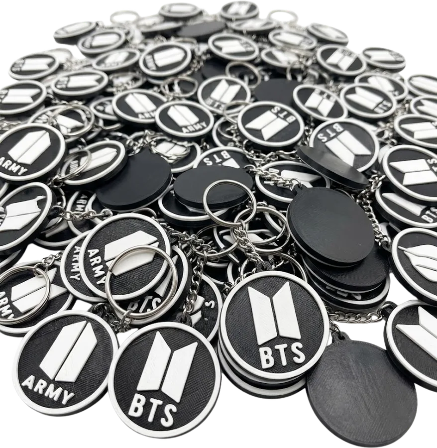 Llaveros BTS logo, impresas en 3D